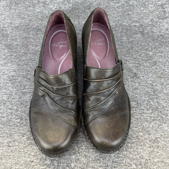✅Dansko Clogs Women’s 7.5-8 (38) Aimee Wedge Brown Leather Slip On Comfort Shoes - Picture 6 of 10